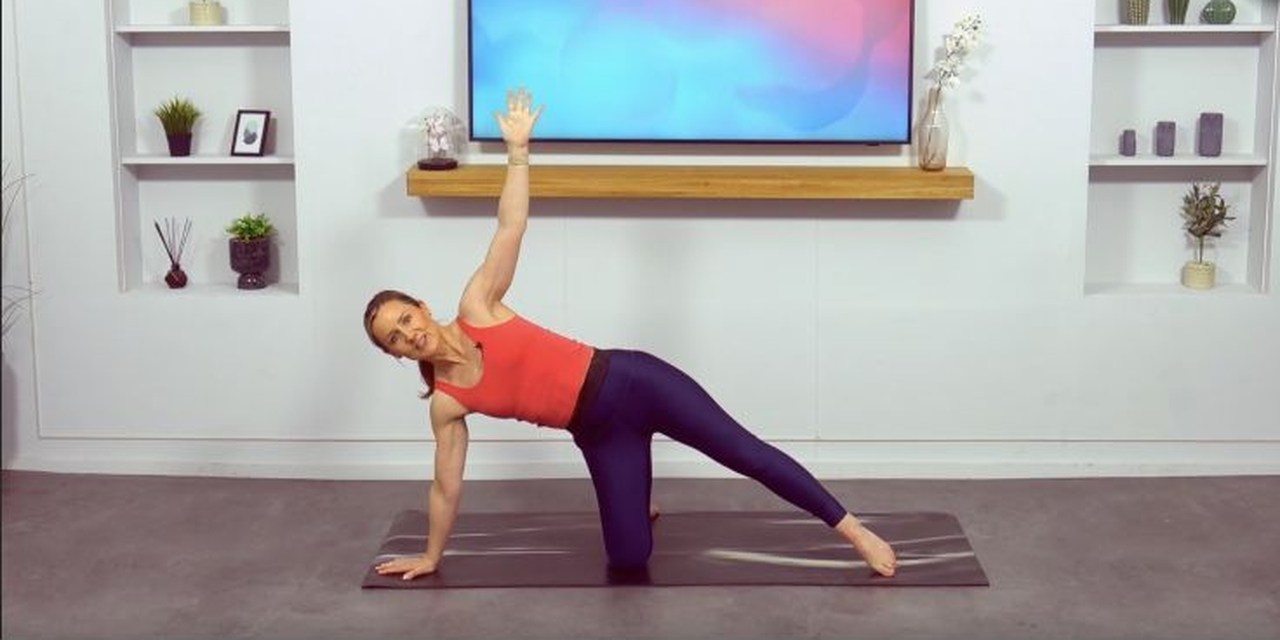 Georgina demonstrating a side-support exercise